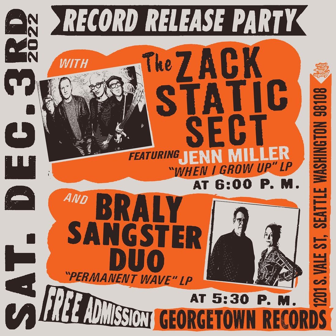 The Zack Static Sect gig poster — Georgetown Records