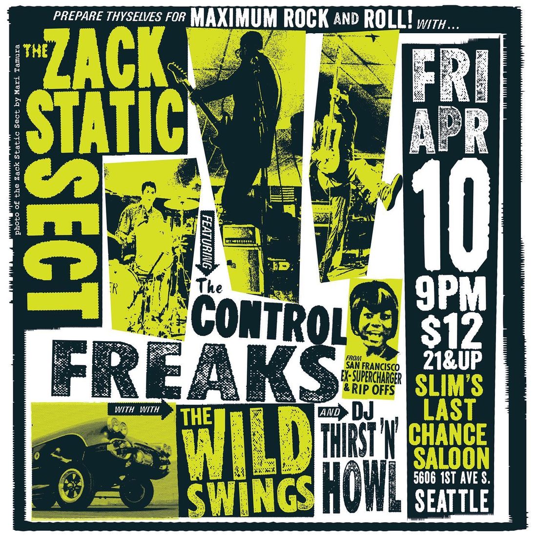The Zack Static Sect gig poster — Slims Last Chance