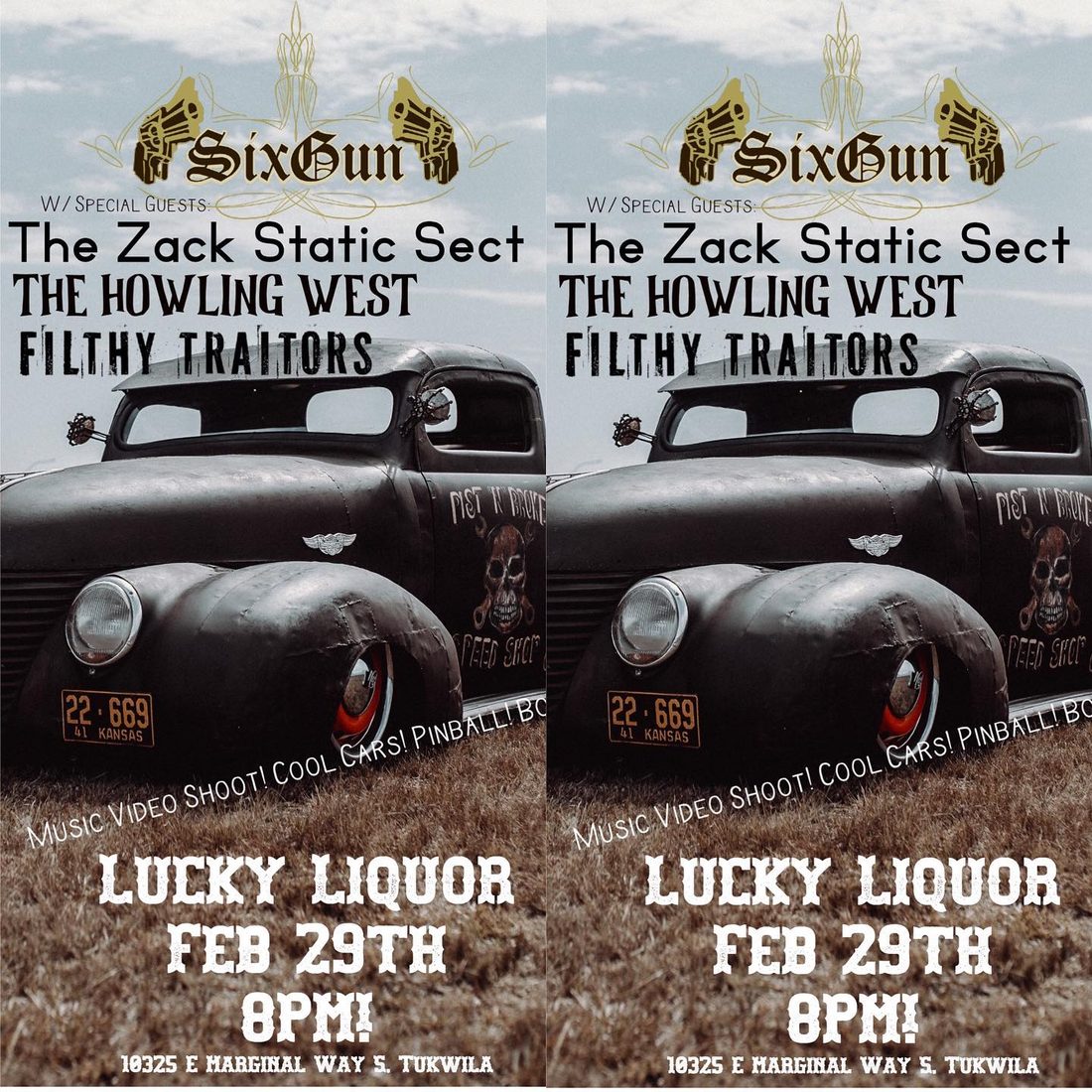 The Zack Static Sect gig poster — Lucky Liquor